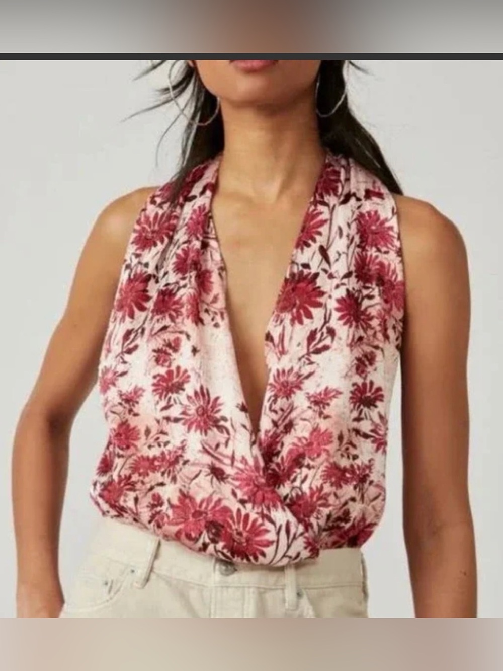 Free People Intimately "There She Goes" Floral Halter Bodysuit - Size Small
